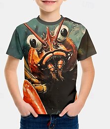 abordables -Garçons 3D Graphique Animal T-shirt Manche Courte Impression 3D Été Printemps Sports Mode Streetwear Enfants 4-12 ans Col Rond Occasionnel Quotidien Extérieur Coupe régulière