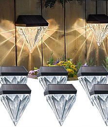 preiswerte -Diamantförmige Solar-Gartenleuchten, wasserdichte LED-Solar-Terrassenleuchten für den Außenbereich, warmweiß