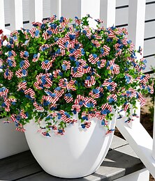 abordables -12 bouquets de fleurs artificielles patriotiques avec feuilles d'eucalyptus, décoration rouge, blanche et bleue pour le 250e anniversaire des États-Unis, le Memorial Day et le Veterans Day.