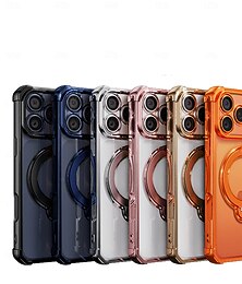 Недорогие -телефон Кейс для Назначение iPhone 17 Air 17 Pro Max iPhone 17e 16 15 14 Pro Max 16e 13 Pro Max Кейс на заднюю панель Магнитный адсорбционный футляр со стендом Ультратонкий Защита от удара ТПУ