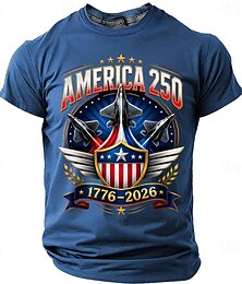 preiswerte -4. Juli 2026 250. Herren US Flagge 1776 T Shirt Kurzarm T-Shirt 3D-Druck Rundhalsausschnitt Hemd Patriotisch Täglich Festival Blau Schwarz Rote Sommer Frühling Bekleidung S M L XL XXL XXXL
