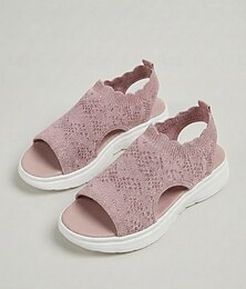 economico -Sandali sportivi da donna rosa in maglia - scarpe slip-on traspiranti a punta aperta, sandali comodi e leggeri per camminare, ideali per viaggi, giardino, vacanze e per l'uso quotidiano.