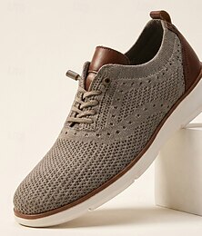 abordables -Zapatillas deportivas casuales de punto color topo para hombre, con cordones, transpirables y ligeras, ideales para caminar y para el día a día, viajes, desplazamientos y para el tiempo libre de fin de semana.