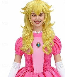 abordables -Perruque blonde dorée de princesse pour femmes et filles, déguisement d'Halloween