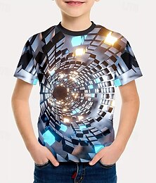 abordables -Garçons 3D Graphique Géométrique T-shirt Manche Courte Impression 3D Été Printemps Sports Mode Streetwear Enfants 5-12 ans Col Rond Occasionnel Quotidien Extérieur Coupe régulière