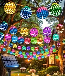 halpa -aurinkoenergialla toimivat puutarhakeijuvalosarjat rautaiset marokkolaiset pallokeijuvalot 12m 100leds kotipihalle, parvekkeelle, kuistille, puihin, ulkojuhlakoristeisiin