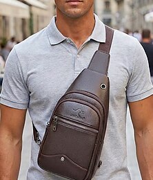 economico -Borsa a tracolla da uomo in similpelle - marsupio vintage a tracolla con molteplici tasche &grande capacità, tracolla regolabile per spostamenti di lavoro e viaggi &abbigliamento casual quotidiano,