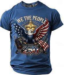 preiswerte -4. Juli 2026 250. Herren Adler US Flagge T Shirt Kurzarm T-Shirt 3D-Druck Rundhalsausschnitt Hemd Patriotisch Täglich Festival Blau Schwarz Weiß Sommer Frühling Bekleidung S M L XL XXL XXXL
