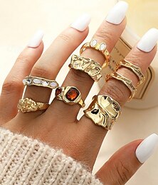 abordables -Ensemble de bagues bohèmes empilables pour femme - or vintage &Bagues de phalange argentées à formes géométriques irrégulières, bijoux minimalistes en alliage, parfaits pour les vacances à la plage ou