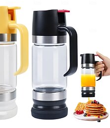 abordables -Distributeur de miel en verre avec socle &Pot en verre de 350 ml (12 oz) avec poignée anti-gouttes pour sirop/miel, idéal pour le café, le thé ou le miel. Ce pot anti-déversement est parfait pour une