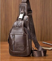 levne -Pánská kabelka přes rameno z pravé kůže - vintage crossbody náprsníková taška s více přihrádkami &velká kapacita, nastavitelný popruh pro služební dojíždění a cestování &denní ležérní oblečení, více