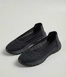 abordables -Chaussures de marche blanches en maille respirante pour femmes - baskets plates décontractées, légères et confortables, idéales pour un usage quotidien et en voyage. &activités de plein air