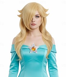 abordables -Perruque blonde de princesse pour femmes et filles, costume cosplay, perruque longue et ondulée