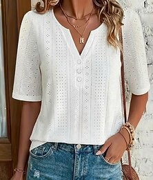 preiswerte -Damen Bluse T-Shirt Ausgehöhlt Einfach Stilvoll Modern Ärmellos V Ausschnitt Normale Oberteile Lässig Täglich Sommer Blau Schwarz Weiß Rosa Purpur Sommer Frühling