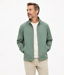abordables -Hombre Chaqueta ligera Exterior Protección Solar UPF50+ Minimalista Verano Casual Escote Chino Regular Verde Trébol Gris Chaquetas