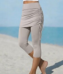 abordables -Femmes Pantalon capri Vacances Sport Longueur mollet Taille haute Cordon de serrage Confort Micro-Élastique Bleu Gris clair Gris foncé Violet Été Printemps Coupe Slim