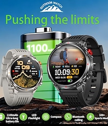 billiga -Robust smartklocka för män med 1100 mAh ultralångt batteri, smartklocka för utomhusbruk med Bluetooth-samtal, LED-ficklampa, kompass, 100+ sportlägen, fitnesstracker för Android iOS, 1,52" HD-skärm