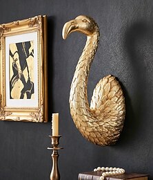 economico -1 pezzo, gancio decorativo da parete tridimensionale a forma di fenicottero dorato, in resina, ideale per soggiorno, ingresso, testiera del letto, sala da pranzo e corridoio.