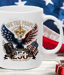 baratos -Caneca cristã comemorativa do 250º aniversário, caneca de café patriótica com a cruz da águia e a Bíblia "Nós, o Povo", caneca de cerâmica "Fé, Liberdade e Futuro 1776-2026", presente para veteranos,