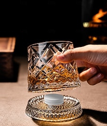 preiswerte -Drehbarer Whiskyglas mit 360°-Drehfuß, 270 ml (9 oz) Fassungsvermögen, ideal für Scotch, Cocktails, Rum, Cognac, Wodka und andere Spirituosen. Einzigartiges Geschenk für Männer.