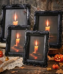economico -1 pezzo, decorazione di Halloween, cornice portafoto decorativa in stile gotico nera con rosa incisa, cornice da tavolo in resina, adatta per camera da letto, studio, ingresso, studio.