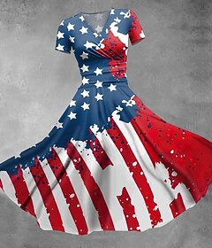 250th Anniversary USA Swing Dress Flare Dress USA Flag Cosplay