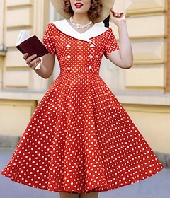1950s Retro Vintage Rockabilly Knee Length Dress Swing Dress  display picture 1