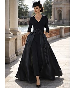Jumpsuit Pantsuit Sweep Brush Train Mother of the Bride Dress 3/4