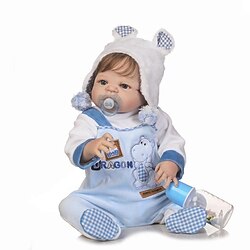 24 inch Reborn Doll Baby Boy lifelike Gift Non Toxic Artificial Implantation Blue Eyes Natural Skin Tone Full Body Silicone with Clothes and Accessories for Girls' Birthday and Festival Gifts Lightinthebox