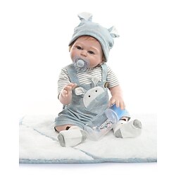 22 inch Reborn Doll Baby Reborn Baby Doll Cute Artificial Implantation Blue Eyes Full Body Silicone with Clothes and Accessories for Girls' Birthday and Festival Gifts Lightinthebox