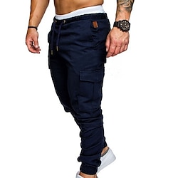 Light in the box Voor heren Cargohosen Cargo-broek Joggingbroeken Jogger Broek Trekkoord Elastische taille Meerdere zakken Effen Kleur Buitensporten Alledaagse kleding Katoen 100% katoen Streetwear Casual Zwart Wit