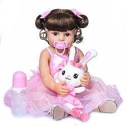 22 inch Reborn Doll Baby Baby Girl lifelike Gift Artificial Implantation Brown Eyes Full Body Silicone Silicone Silica Gel with Clothes and Accessories for Girls' Birthday and Festival Gifts Lightinthebox