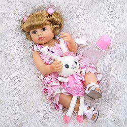NPKCOLLECTION 22 inch Reborn Doll Baby Baby Girl Gift Hand Made Artificial Implantation Brown Eyes Full Body Silicone Silicone Silica Gel with Clothes and Accessories for Girls' Birthday and Festival Lightinthebox