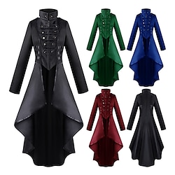 Punk Gothic Middeleeuws Steampunk Jas Trenchcoat Overkleding Heks Pest dokter Dames Wijd uitlopend Halloween Carnaval Maskerade Feest Halloween Festival Volwassenen Jas Herfst winter Lightinthebox