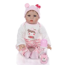 KEIUMI 22 inch Reborn Doll Baby Toddler Toy Reborn Toddler Doll Baby Girl Gift Cute Lovely Parent-Child Interaction Tipped and Sealed Nails 3/4 Silicone Limbs and Cotton Filled Body 22D13-C126 with Lightinthebox