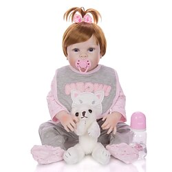 KEIUMI 22 inch Reborn Doll Baby Toddler Toy Reborn Toddler Doll Baby Girl Gift Cute Washable Lovely Parent-Child Interaction Full Body Silicone D282-C95-H74-T19 with Clothes and Accessories for Lightinthebox
