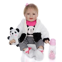 KEIUMI 22 inch Reborn Doll Baby Toddler Toy Reborn Toddler Doll Baby Girl Gift Cute Lovely Parent-Child Interaction Tipped and Sealed Nails Half Silicone and Cloth Body with Clothes and Accessories Lightinthebox