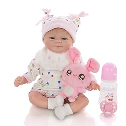 KEIUMI 16 inch Reborn Doll Baby Toddler Toy Reborn Toddler Doll Baby Girl Gift Cute Lovely Parent-Child Interaction Tipped and Sealed Nails Half Silicone and Cloth Body with Clothes and Accessories Lightinthebox