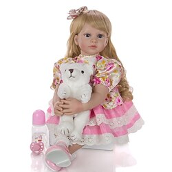 KEIUMI 24 inch Reborn Doll Baby Toddler Toy Reborn Toddler Doll Baby Girl Gift Cute Lovely Parent-Child Interaction Tipped and Sealed Nails Half Silicone and Cloth Body with Clothes and Accessories Lightinthebox