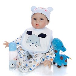 KEIUMI 22 inch Reborn Doll Baby Toddler Toy Reborn Toddler Doll Baby Boy Gift Cute Lovely Parent-Child Interaction Tipped and Sealed Nails Half Silicone and Cloth Body with Clothes and Accessories Lightinthebox