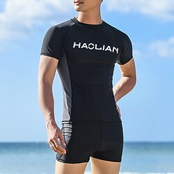 Voor heren Rashguard-badpak Spandex Zwemkleding Badpak UV-zonbescherming UPF50 Ademend Rekbaar Korte