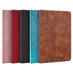 Embossed Tree Pattern Leather Case For Apple iPad Pro iPad Air 5th 4th iPad 9th 8th 7th iPad mini 6th 5th 4th Magnetic Flip Folio Stand Case Auto Wake Sleep with Card Slots Pencil Holder