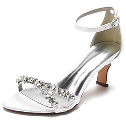 Image of Per donna scarpe da sposa Regali di San Valentino Feste Scarpe da sposa Scarpe da damigella d'onore Con diamantini Quadrato Elegante Di tendenza Lussuoso Raso Listino alla caviglia Vinaccia Nero Lightinthebox