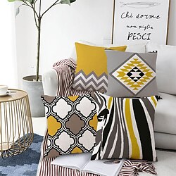 Image of Copricuscino 4 pezzi, geometric chicamp; moderno quadrato tradizionale classico divano per la casa decorativo cuscino in finto lino per divano divano letto poltrona Lightinthebox