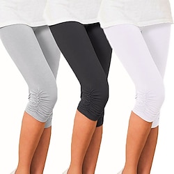 Dames Yogabroek Zonbescherming Buikcontrole Billenlift Hoge taille Yoga Fitness Sportschooltraining Capri-legging Kleding Onderlichaam Paars Zwart Wit Sport Sportkleding Hoge Elasticiteit Mager Lightinthebox