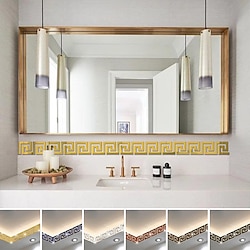 Image of linea guida d'onda carta da parati bordo buccia e bastone adesivo in vinile moderno adesivo da parete per camera 10 cm (4 '') x 10 cm (4 '') x 10 pezzi Lightinthebox