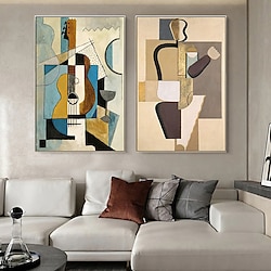 Light in the box handgemaakte olieverf canvas kunst aan de muur decoratie picasso stijl abstracte muzikale viool voor home decor gerold frameloze niet-uitgerekt schilderij