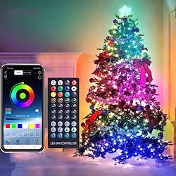 kerst lichtslingers rgb 20/10/5m afstandsbediening dot controle magic kleur led lederen draad lichtslingers 5m 10m 20m usb bluetooth app controle kerstsfeer decoratie outdoor waterdichte string lamp Lightinthebox