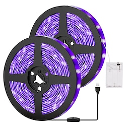 Image of striscia di luce nera a led uv striscia di luce a led viola interfaccia usb con interruttore o scatola batteria smd2835 380-400nm led uv lampada a luce nera non impermeabile adatta per danza Lightinthebox