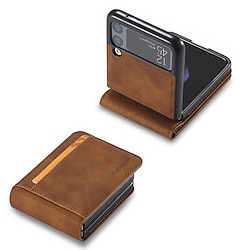 Phone Case For Samsung Galaxy Z Flip 5 Z Flip 4 Z Flip 3 Back Cover Bumper Frame Dustproof With Card Holder Solid Colored PU Leather